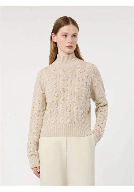 Max Mara Studio Women's MSTCOSM Beige Wool and Cashmere Cable-Knit High-Neck Sweater Max Mara Studio |  | 2626366042600002